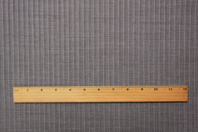 Gray Wool Poly Stripe Woven Shirting Fabric
