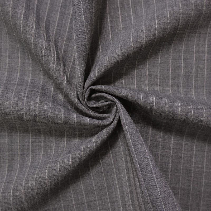 Gray Wool Poly Stripe Woven Shirting Fabric