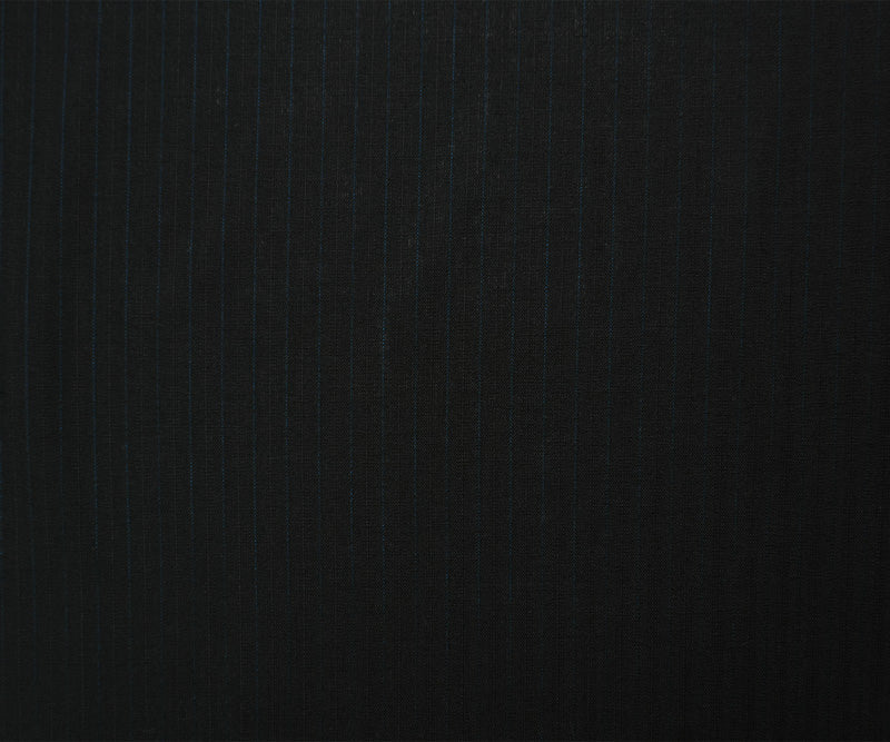 Black-Blue Tropical Wool Poly Stripe Woven Shirting Fabric