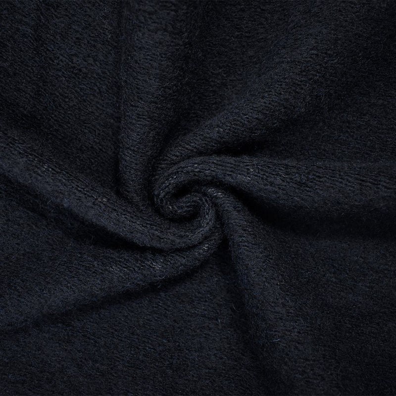 Deep Navy-White Wool Cotton Texture Brushed Back Knit Fabric