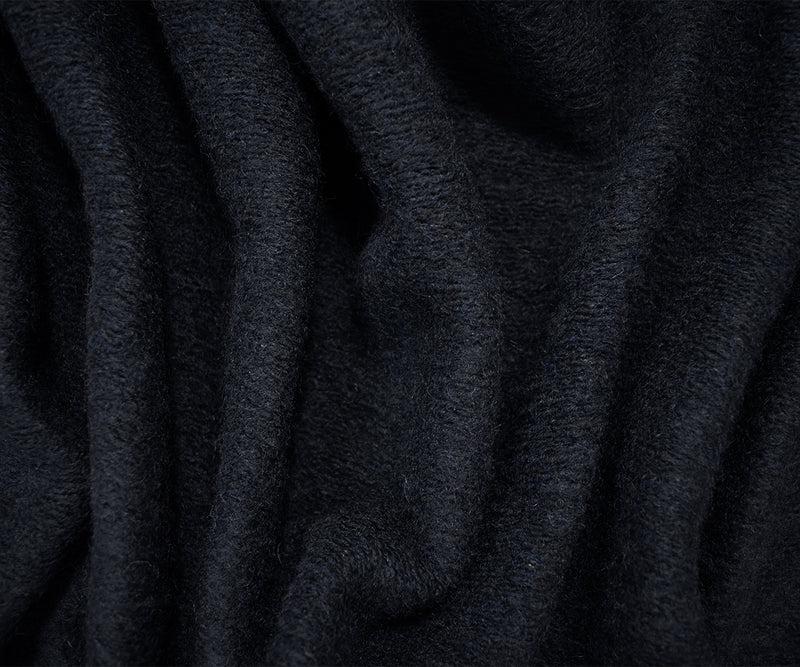 Deep Navy-White Wool Cotton Texture Brushed Back Knit Fabric