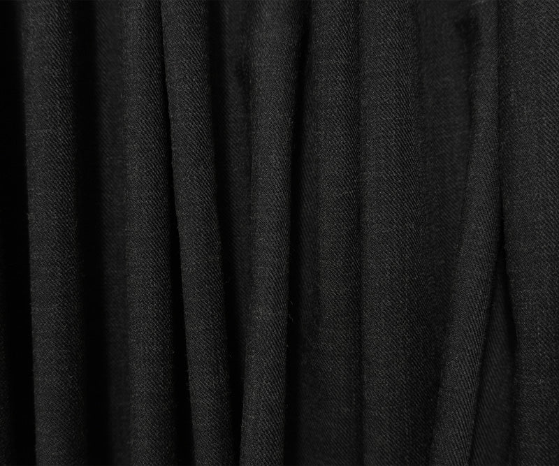 Black Poly Wool Textured Twill Woven Suiting Fabric