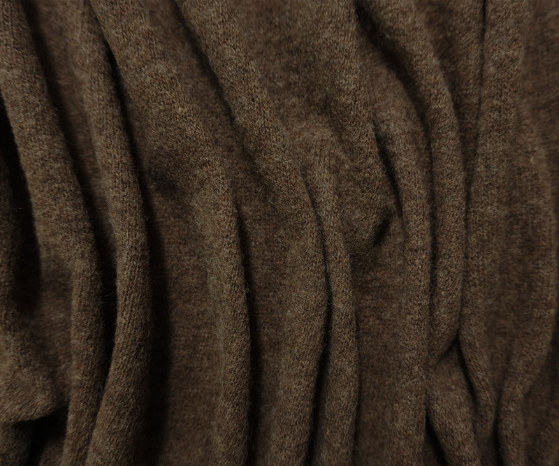 Heather Brown-Gray Wool Poly Spandex Stretch Double Brushed Jersey Knit Fabric