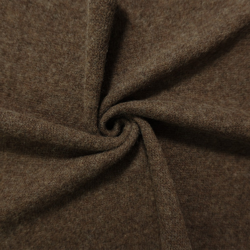 Heather Brown-Gray Wool Poly Spandex Stretch Double Brushed Jersey Knit Fabric
