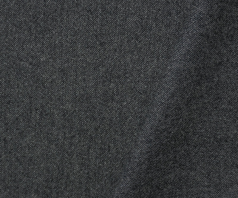 Black-Gray Wool Poly Spandex Stretch Heather Woven Suiting Fabric