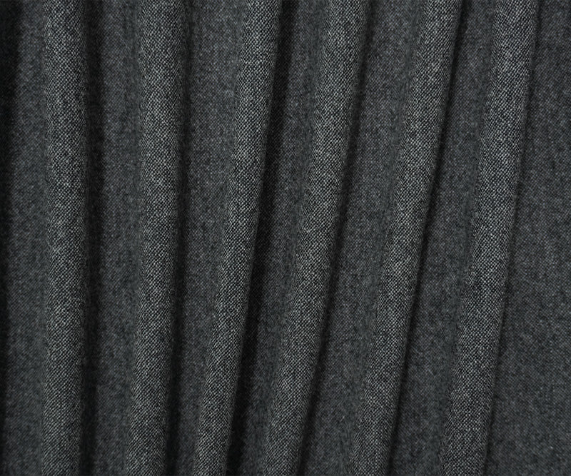 Black-Gray Wool Poly Spandex Stretch Heather Woven Suiting Fabric