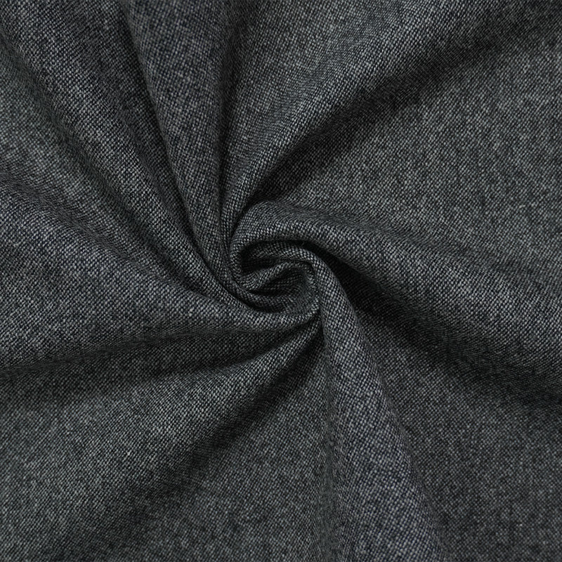 Black-Gray Wool Poly Spandex Stretch Heather Woven Suiting Fabric