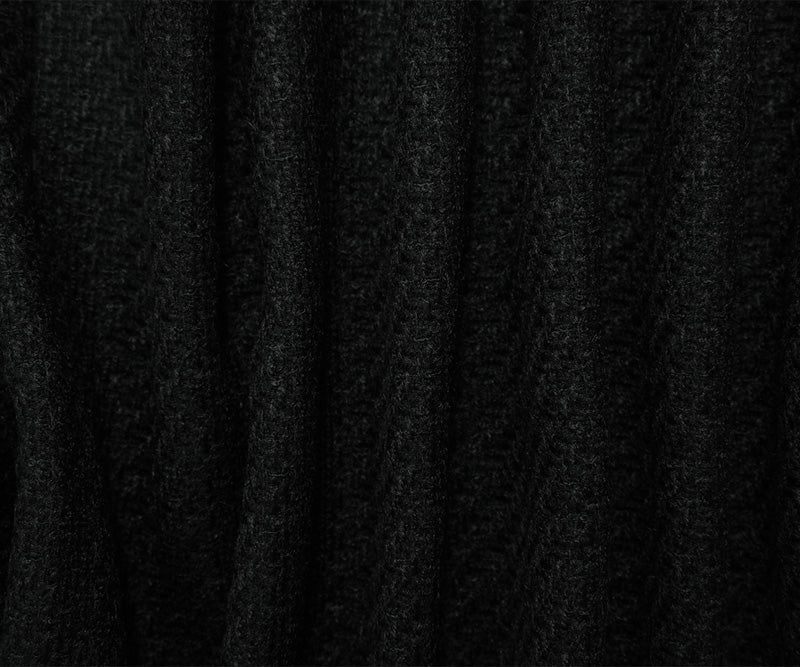 Black Poly Wool Texture Woven Coating Fabric