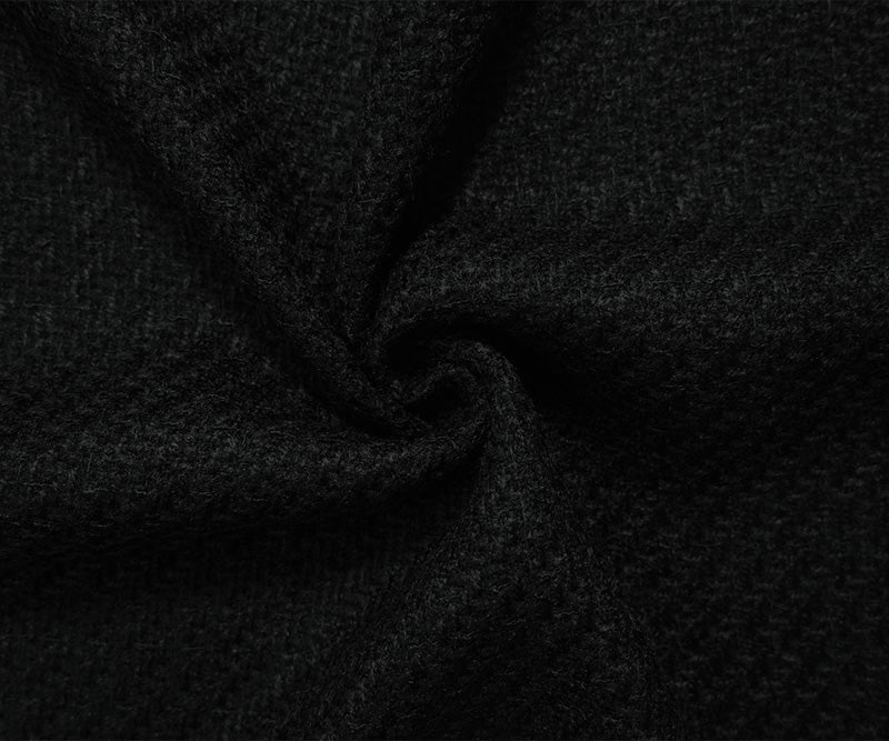 Black Poly Wool Texture Woven Coating Fabric