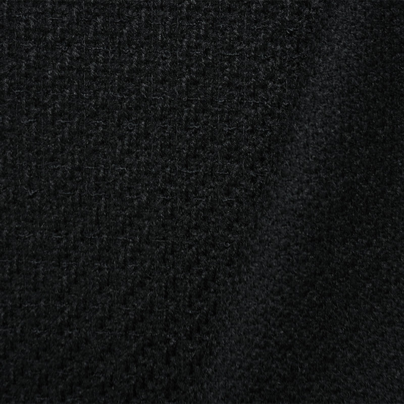 Black Poly Wool Texture Woven Coating Fabric