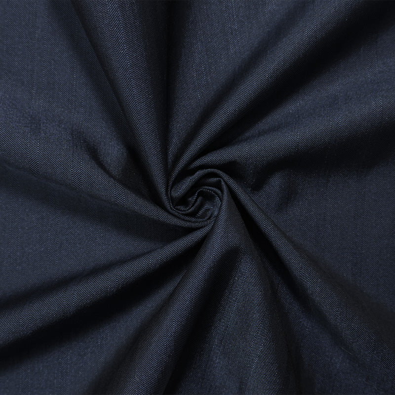 Blue Wool Poly Herringbone Twill Woven Suiting Fabric