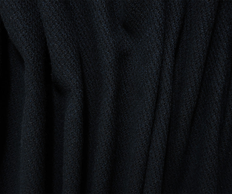 Black-Blue Wool Poly Slub Dobby Woven Coating Fabric