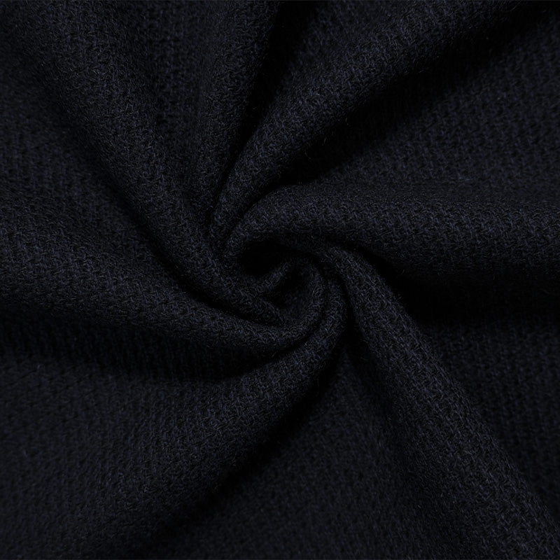 Black-Blue Wool Poly Slub Dobby Woven Coating Fabric