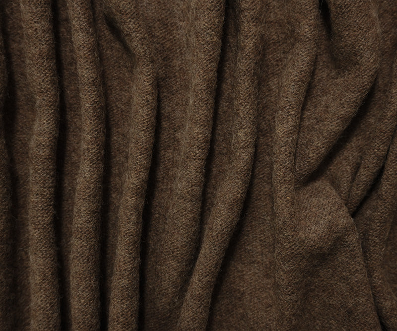 Brown-Gray Wool Poly Spandex Stretch Brushed Jersey Knit Fabric