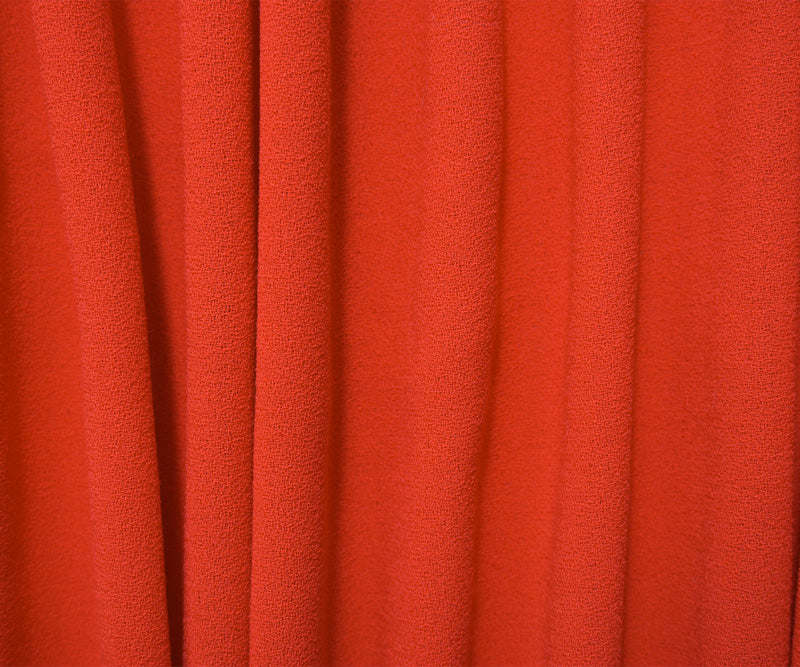Red Wool-Poly Solid Momie Crepe Woven Suiting Fabric