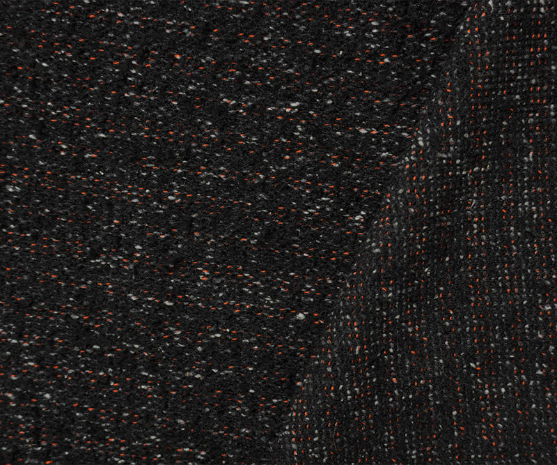 Black-Multi Wool Blend Stretch Texture Woven Jacketing Fabric