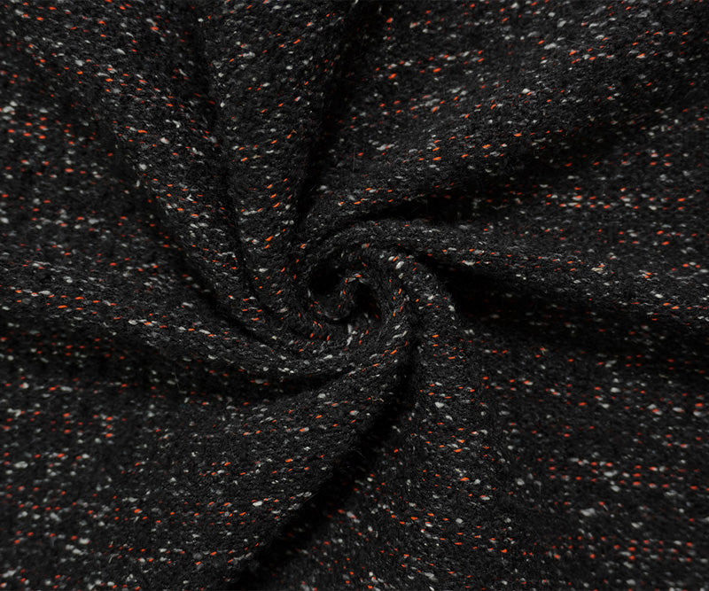Black-Multi Wool Blend Stretch Texture Woven Jacketing Fabric