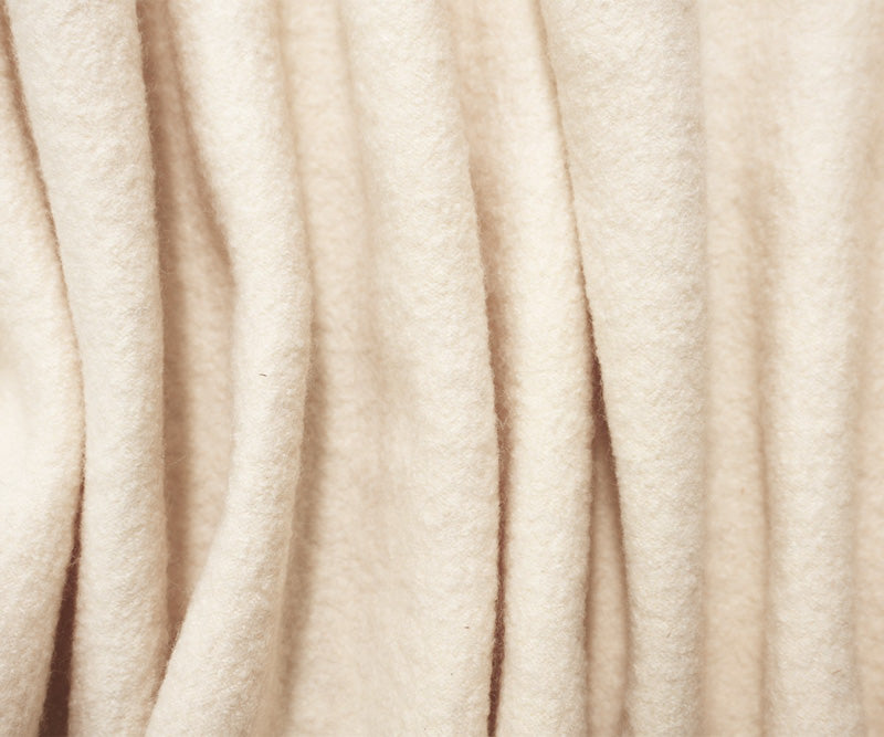 Ivory Wool Poly Solid Texture Double Knit Coating Fabric