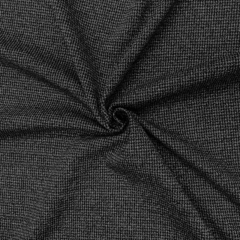 Black-Gray Wool Cotton Houndstooth Jacquard Double Knit Fabric