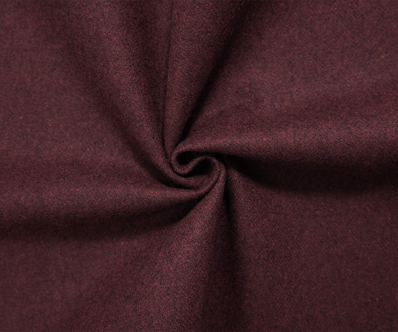 Heather Red-Black Melton Wool Woven Coating Fabric