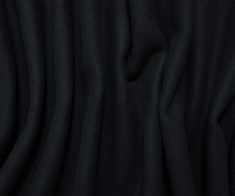 Midnight Navy Wool Solid Twill Double Woven Coating Fabric