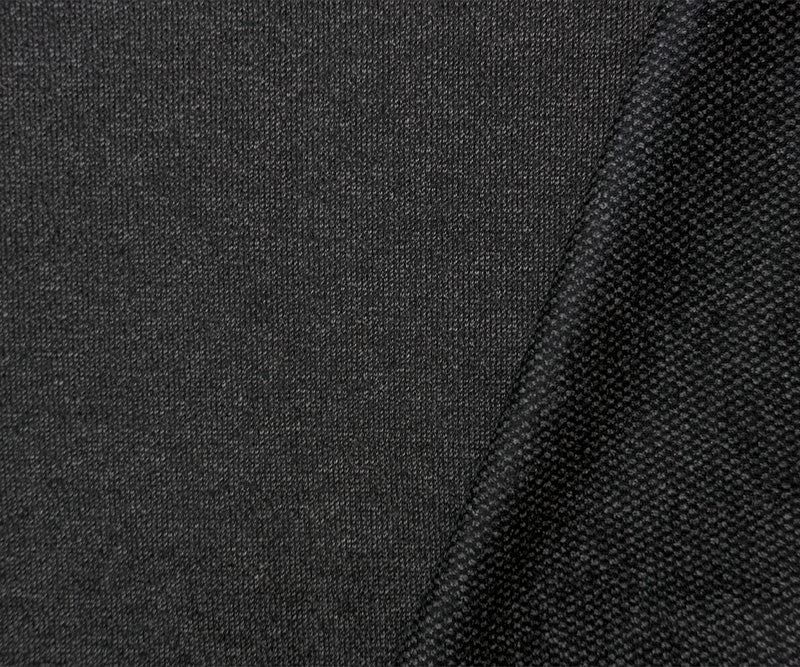 Black-Gray Wool Poly Mini Check Jacquard Double Knit Fabric