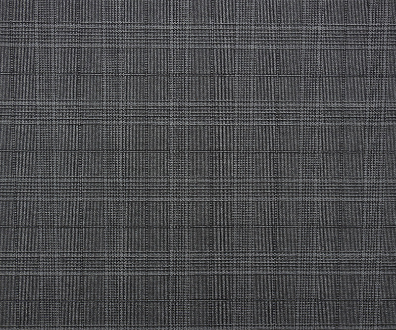 Black-Gray Wool Poly Glen Plaid Woven Shirting Fabric