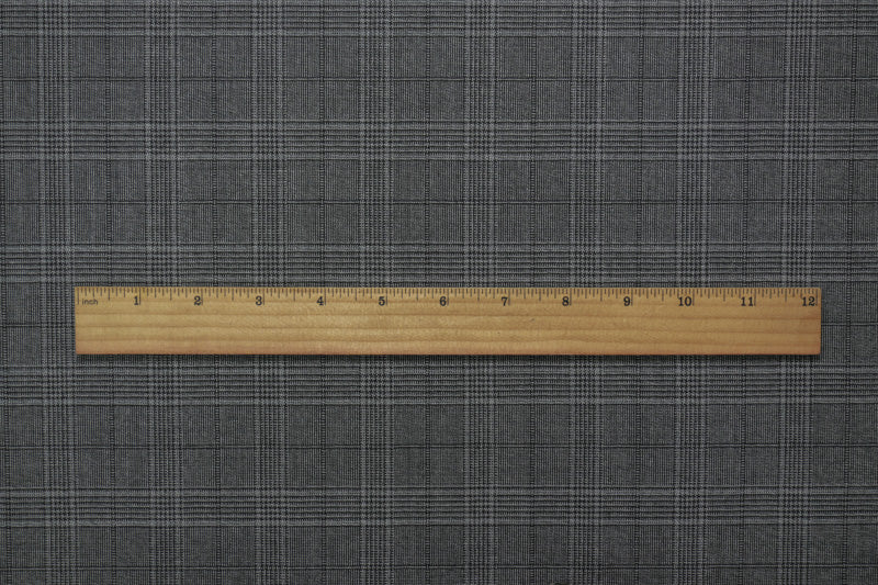Black-Gray Wool Poly Glen Plaid Woven Shirting Fabric
