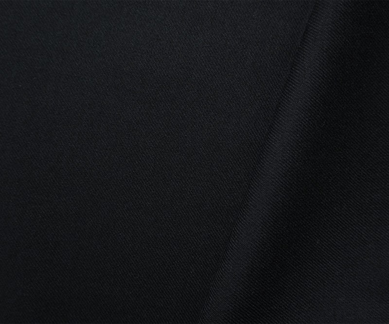 Deep Night Navy Wool Poly Solid Twill Woven Suiting Fabric
