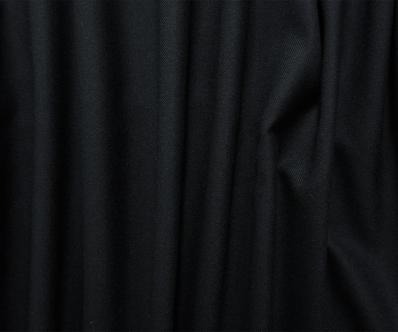 Deep Night Navy Wool Poly Solid Twill Woven Suiting Fabric