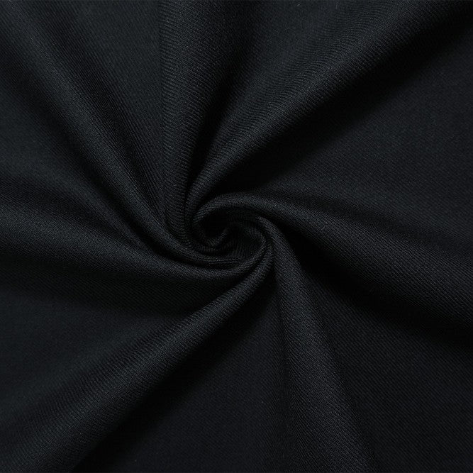 Deep Night Navy Wool Poly Solid Twill Woven Suiting Fabric