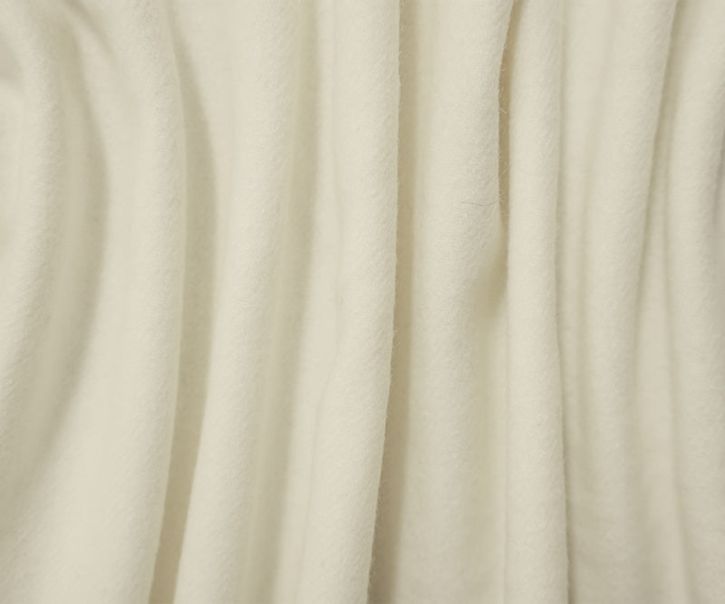Ivory Wool Poly Solid Twill Jacketing Fabric