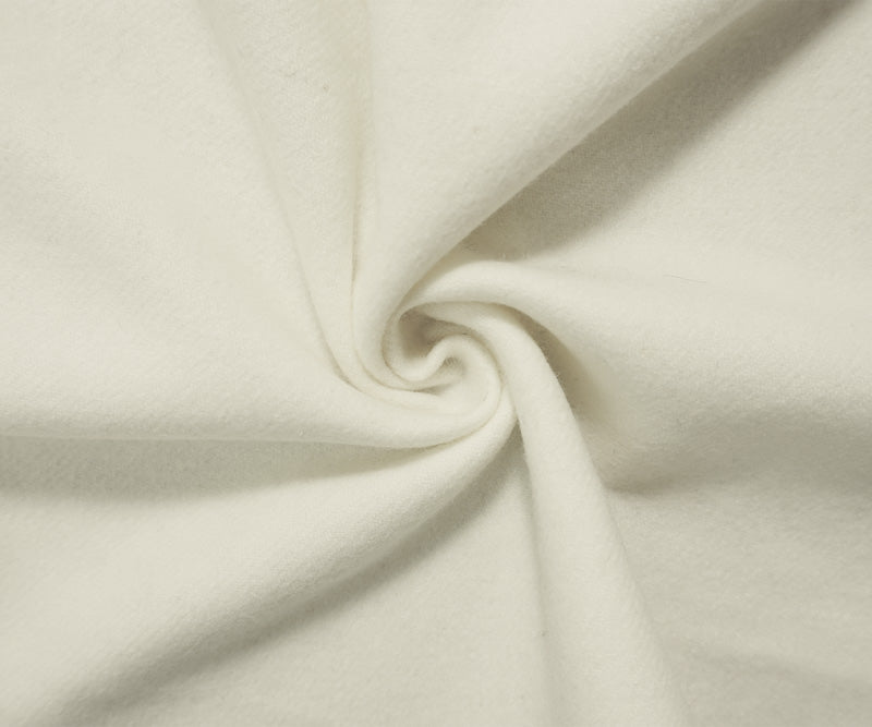 Ivory Wool Poly Solid Twill Jacketing Fabric