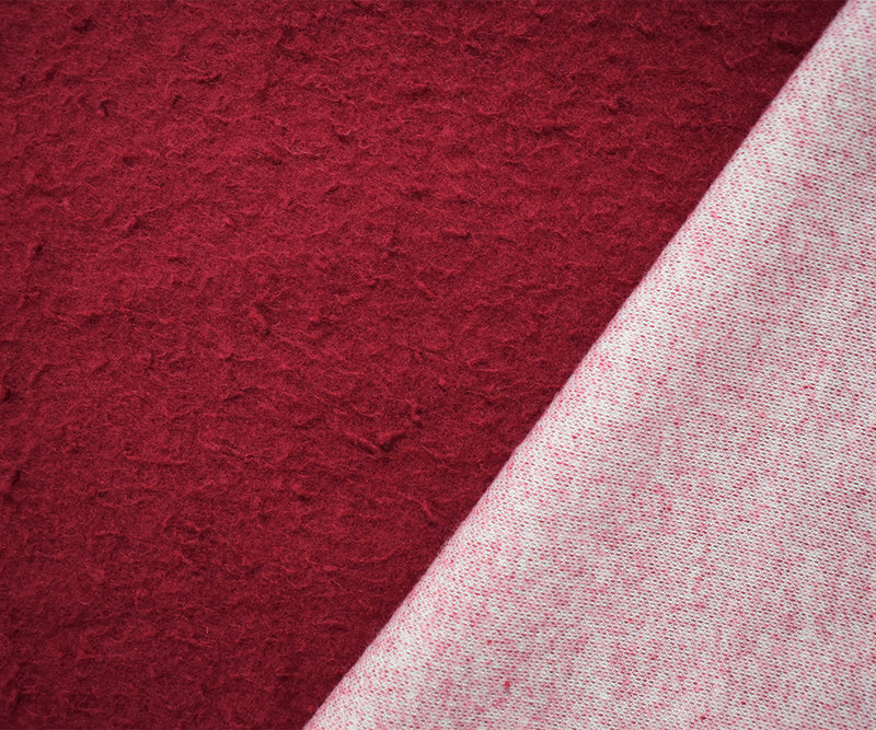Red Wool Rayon Single Side Texture Fleece Knit Coating Fabric