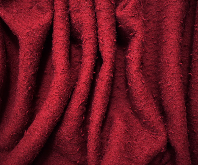 Red Wool Rayon Single Side Texture Fleece Knit Coating Fabric