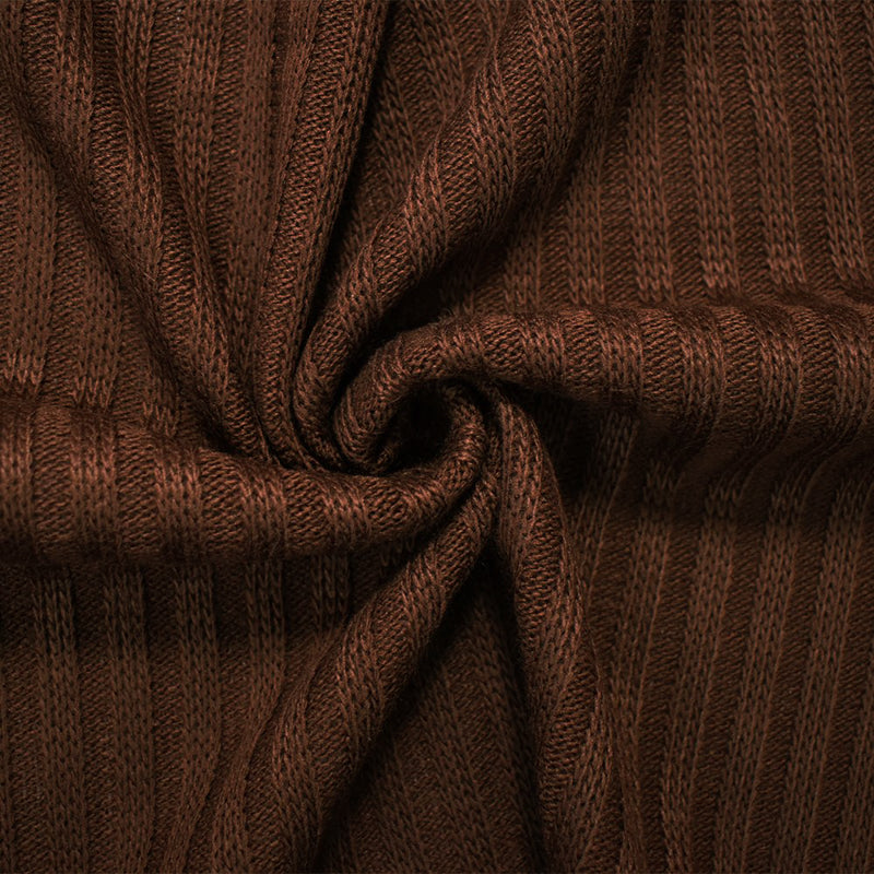 Brown Acrylic Wool Sweater Rib Knit Fabric