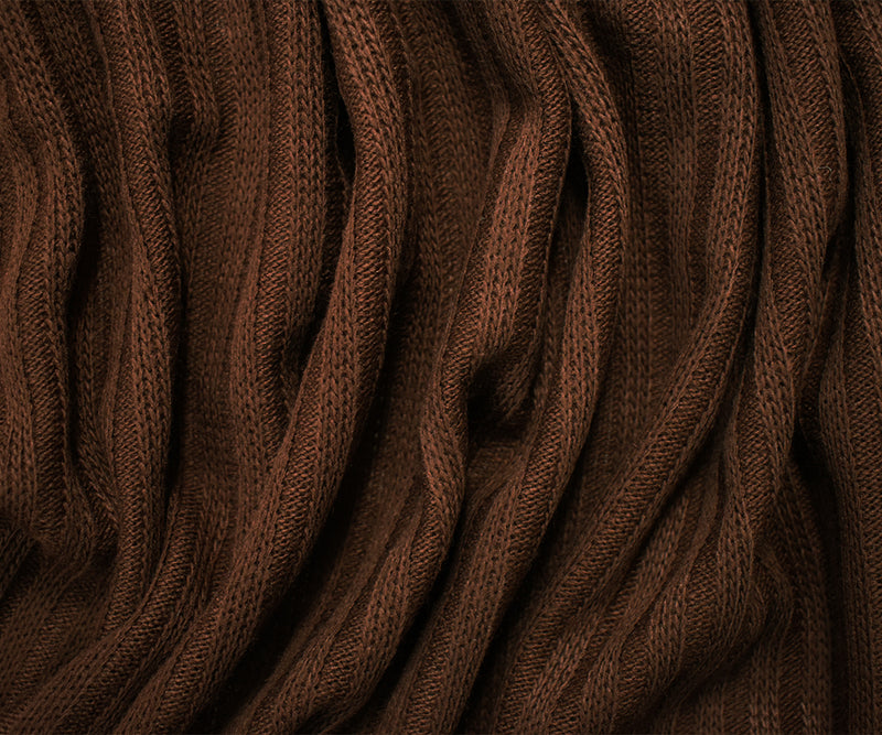 Brown Acrylic Wool Sweater Rib Knit Fabric
