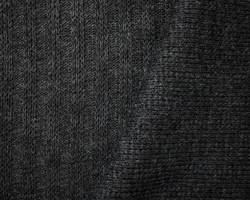 Black-Gray Acrylic Wool Sweater Rib Knit Fabric