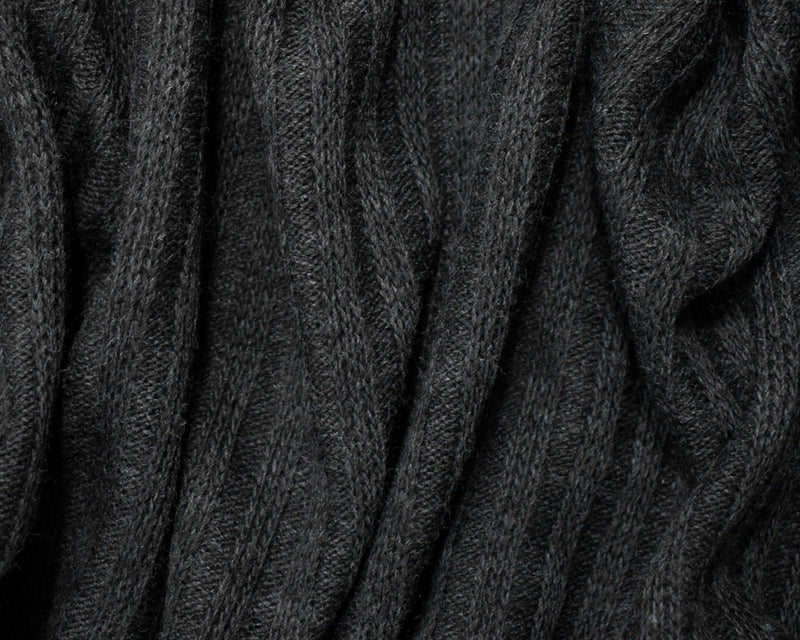 Black-Gray Acrylic Wool Sweater Rib Knit Fabric