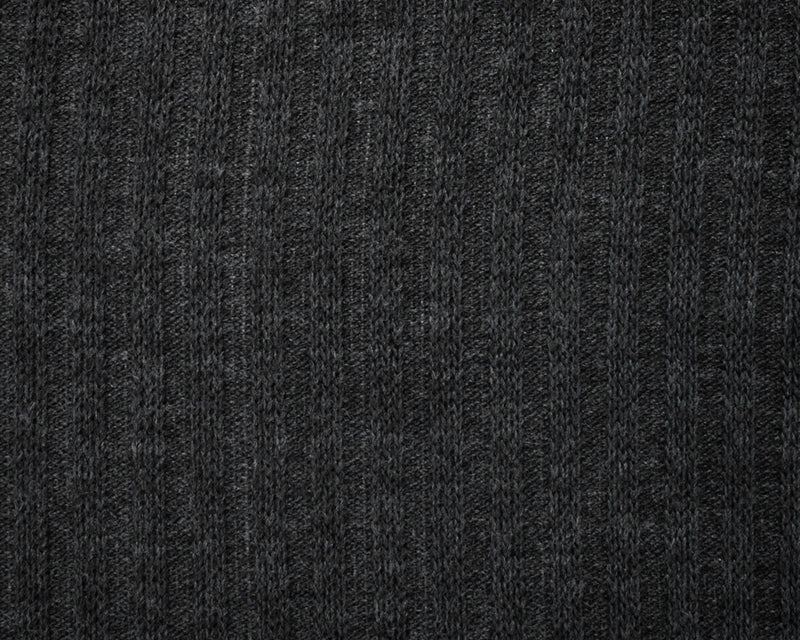 Black-Gray Acrylic Wool Sweater Rib Knit Fabric