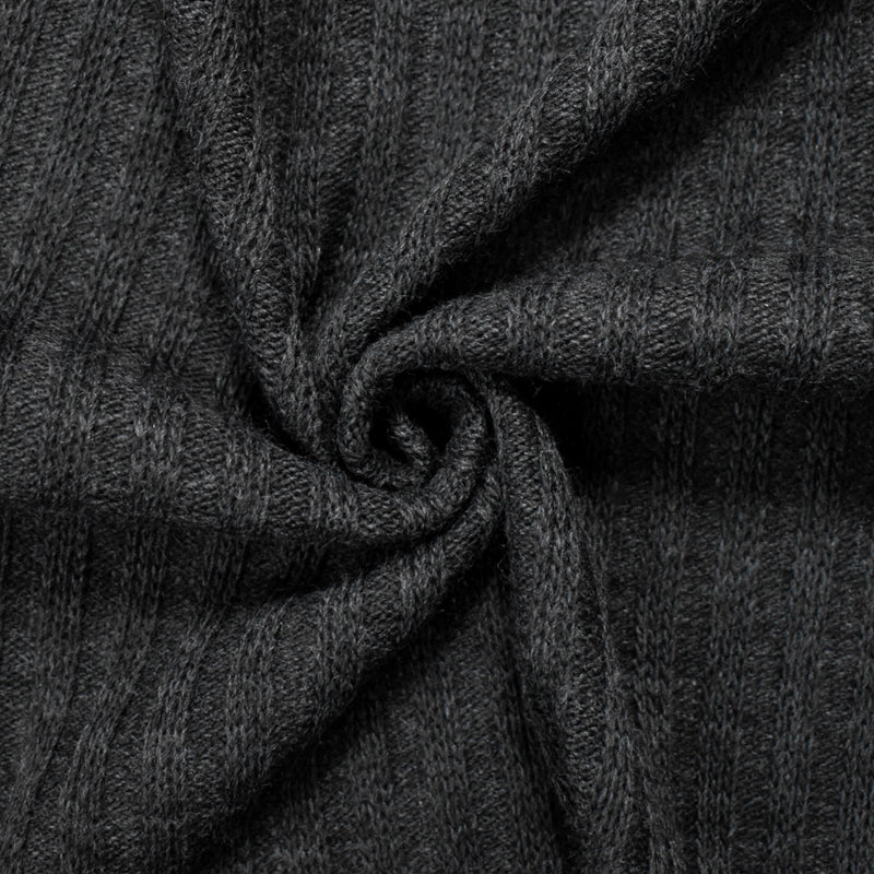 Black-Gray Acrylic Wool Sweater Rib Knit Fabric