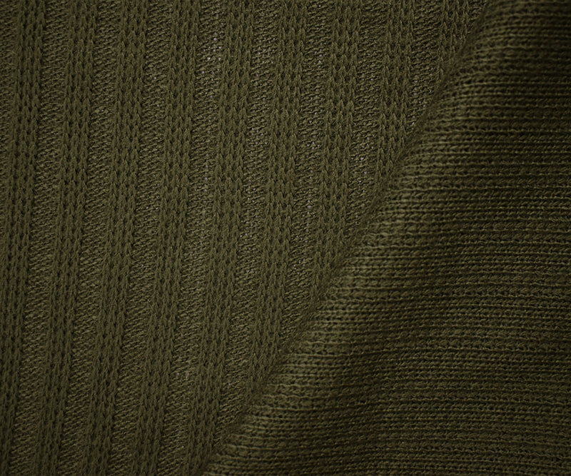 Green Acrylic Wool Sweater Rib Knit Fabric