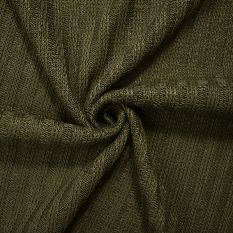 Green Acrylic Wool Sweater Rib Knit Fabric