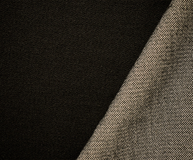 Black-Gray Wool-Poly Spandex Stretch Texture Double Knit Fabric