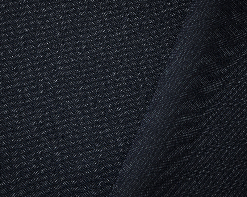 Deep Navy-Gray Wool Poly Herringbone Twill Woven Shirting Fabric