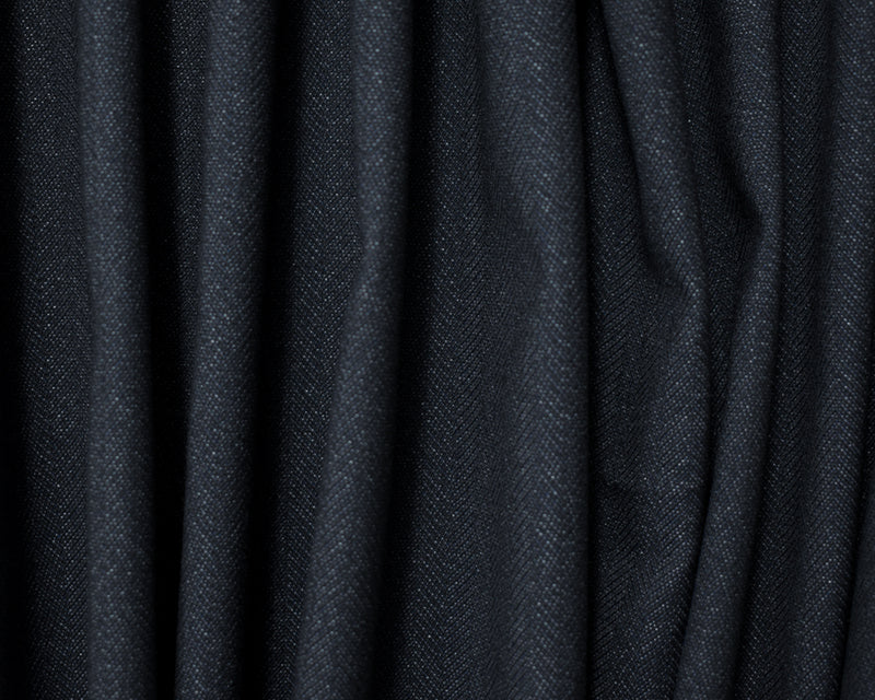 Deep Navy-Gray Wool Poly Herringbone Twill Woven Shirting Fabric