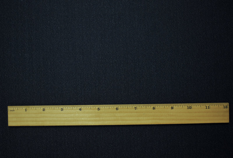 Deep Navy-Gray Wool Poly Herringbone Twill Woven Shirting Fabric