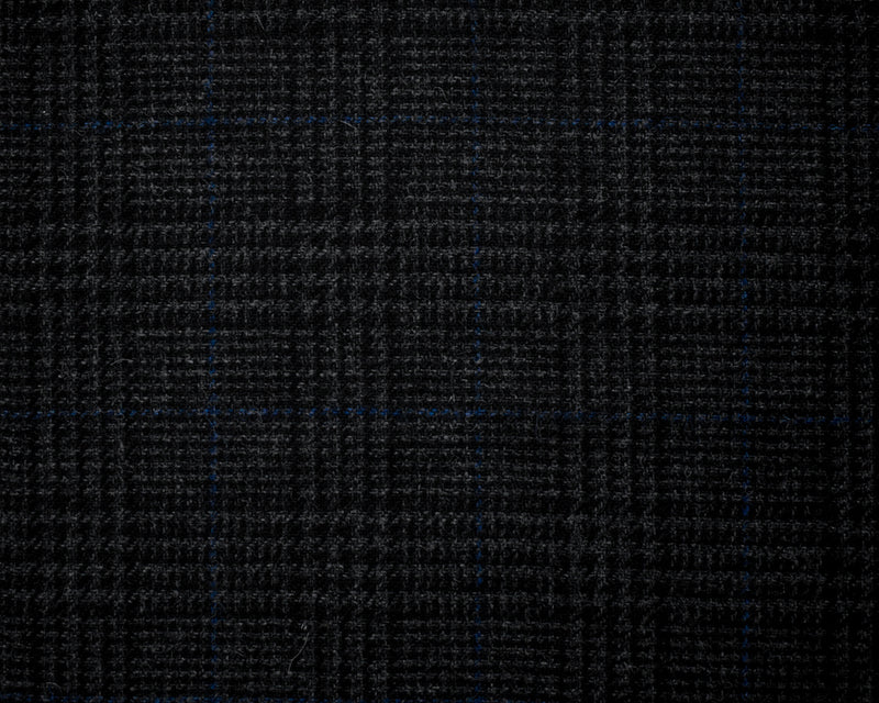 Black-Gray-Blue Wool Rayon Plaid Twill Woven Jacketing Fabric