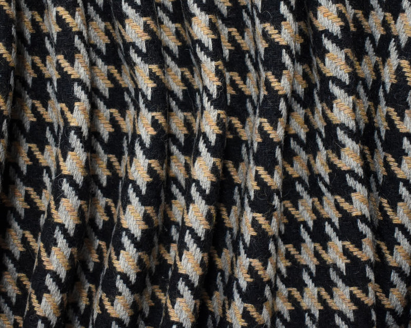 Black-Multi Wool Poly Houndstooth Twill Woven Jacketing Fabric