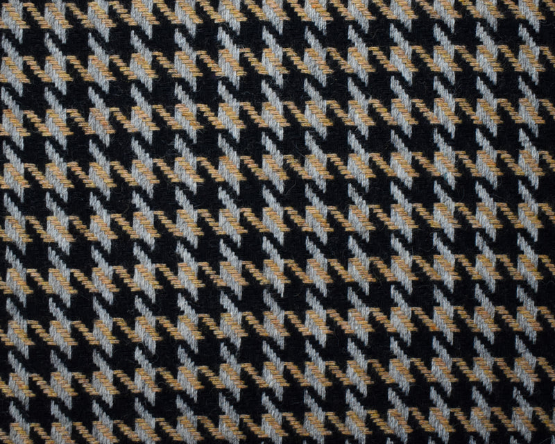 Black-Multi Wool Poly Houndstooth Twill Woven Jacketing Fabric